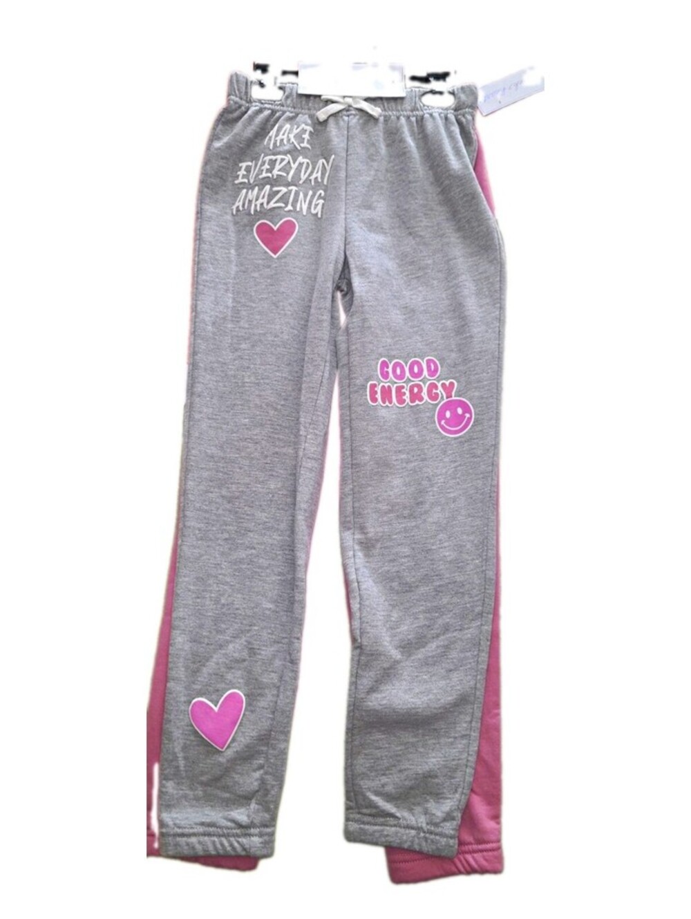 Derek Heart Girls 2-Pack Jogger Pants Size 8 Gray Pink Fleece Drawstring
